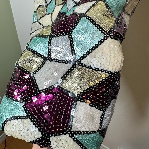 Delilah Sequin Mosaic Cocktail Dress Size XS - Picture 2 of 6